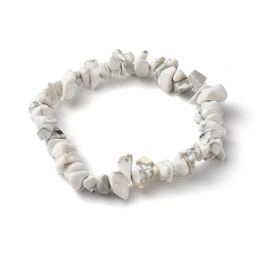 S91 | Bracelet chips de pierre howlite blanche