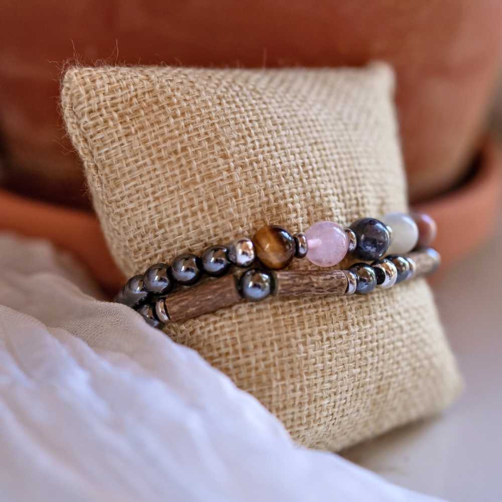 H04 | CANCER 6 mm Hematite Bracelet Duo