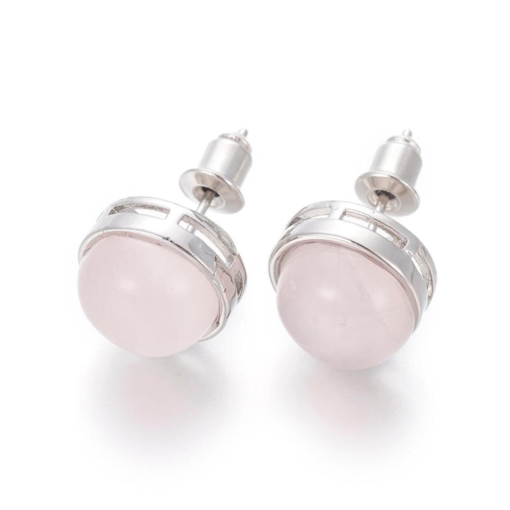Natural Rose Quartz Stud Earrings - Pur Noisetier | Pure Hazelwood