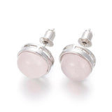 Boucles d'oreilles en quartz rose naturel