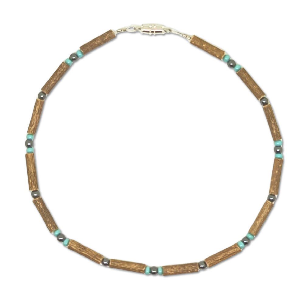 B06 | Hazel Wood, Turquoise & Hematite Baby & Toddler Necklace (0-4 Years)