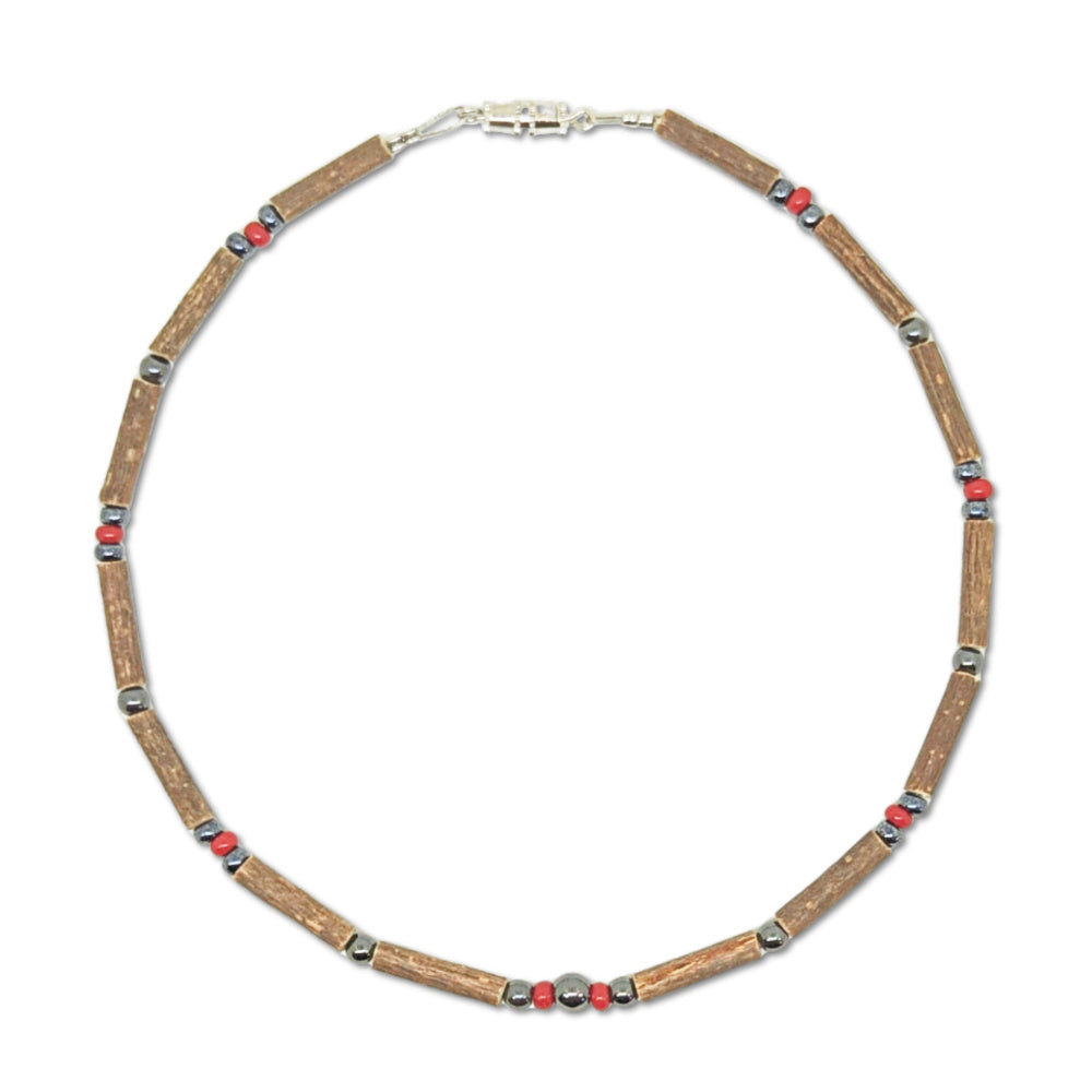 B15 | Hazel Wood, Red & Hematite Baby & Toddler Necklace (0-4 Years)