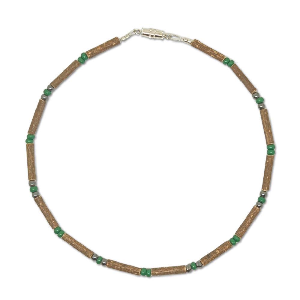 B16 | Hazel Wood, Green & Hematite Baby & Toddler Necklace (0-4 Years)