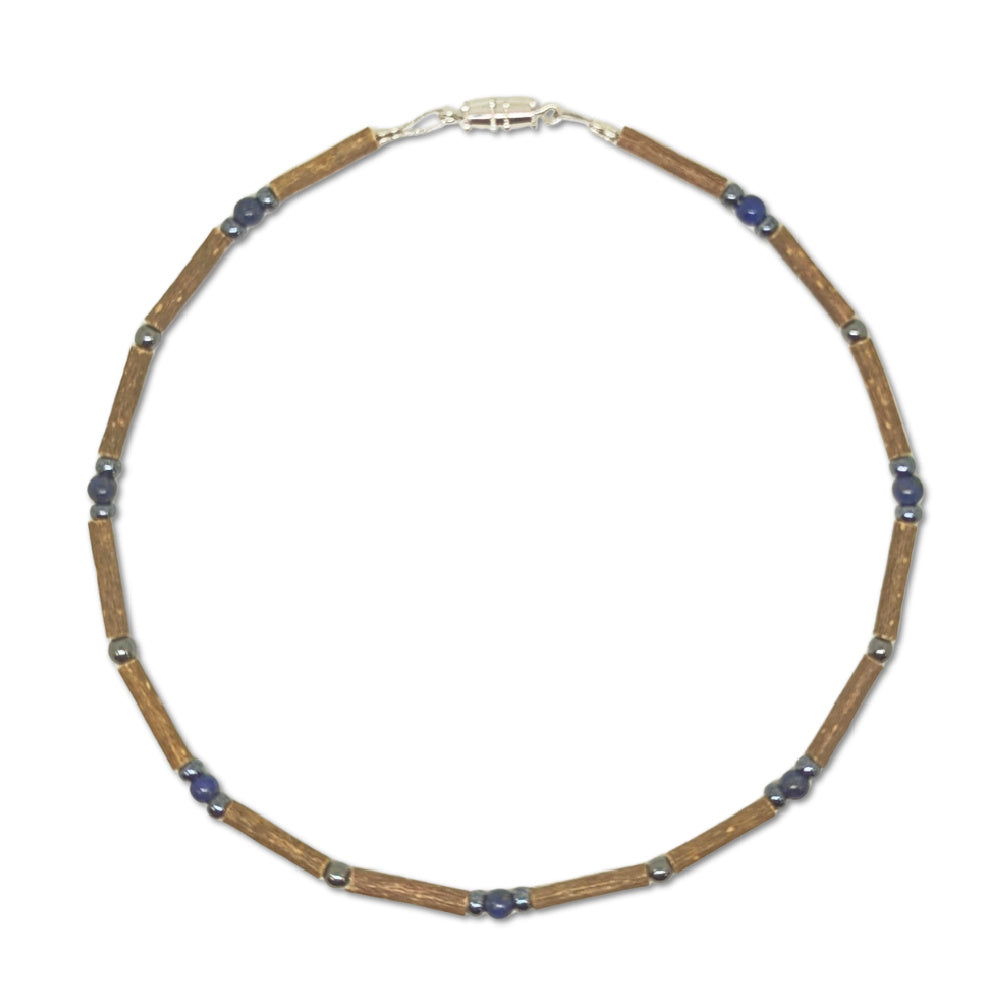 B17 | Hazel Wood, Lapis Lazuli & Hematite Baby & Toddler Necklace (0-4 Years)