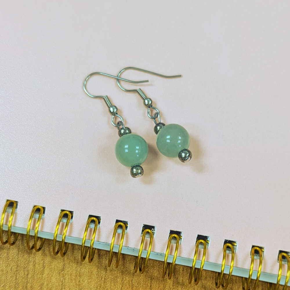 R08 | Silver Dangle Earrings With Natural Aventurine