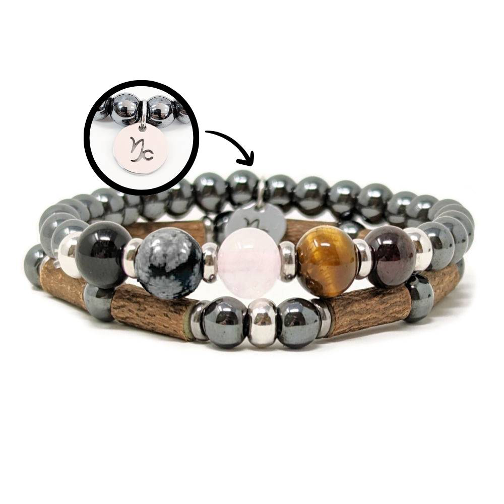 H10 | Duo de bracelets CAPRICORNE 6 mm hématite