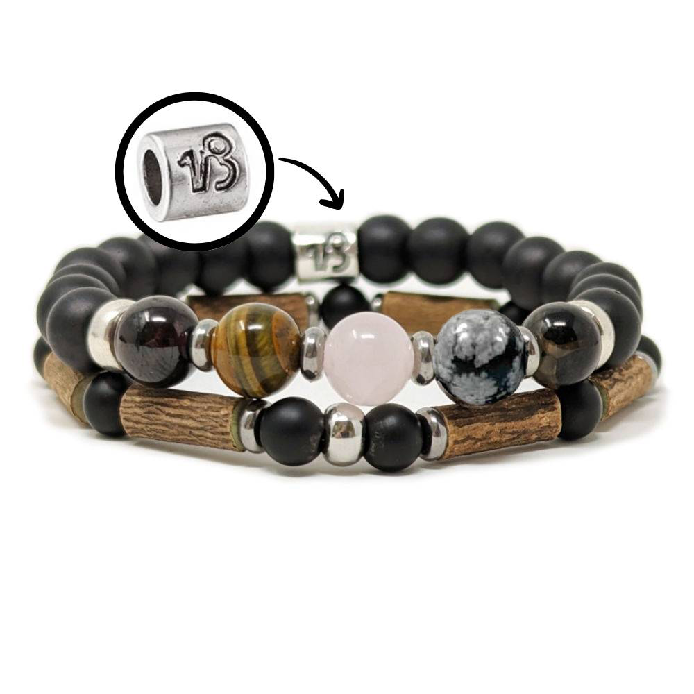 H10 | Duo de bracelets CAPRICORNE 8 mm noir