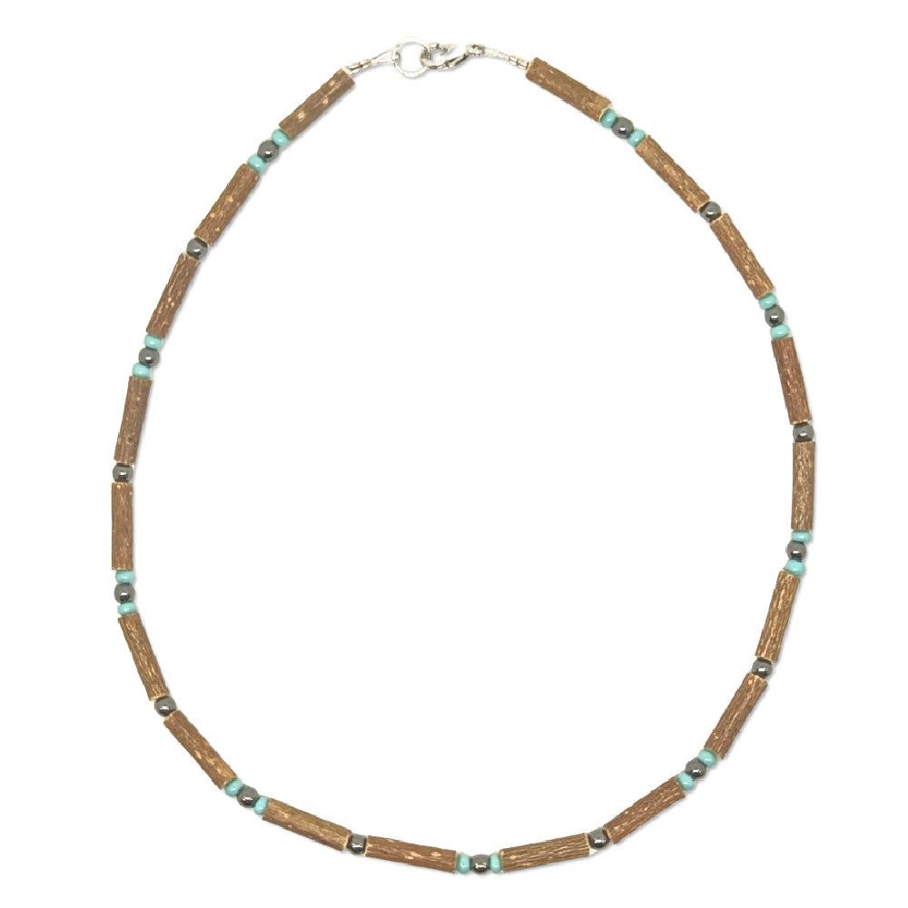 E06 | Hazel Wood, Turquoise & Hematite Kid Necklace (4-10 Years)