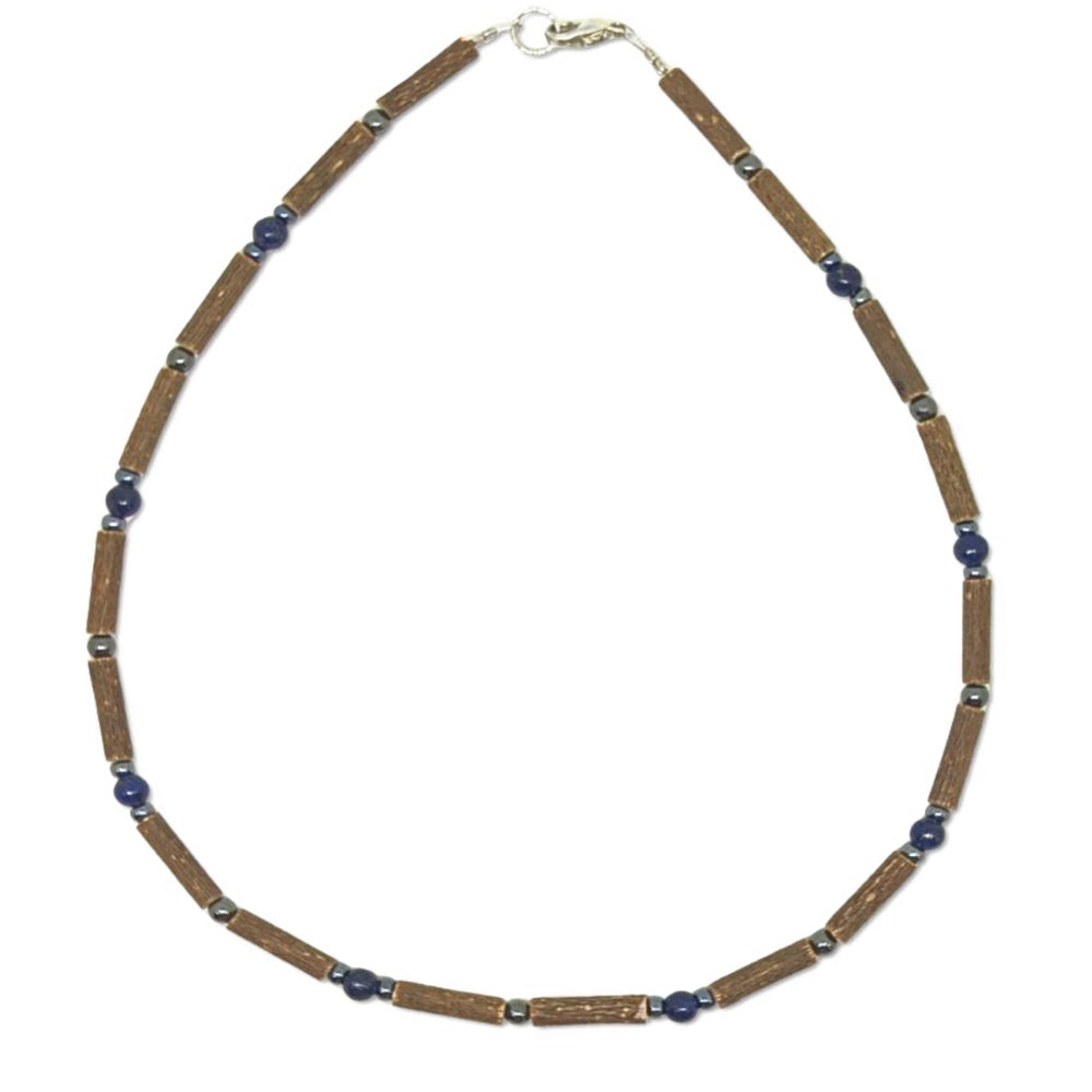 E12 | Hazel Wood, Lapis Lazuli & Hematite Kid Necklace (4-10 Years)