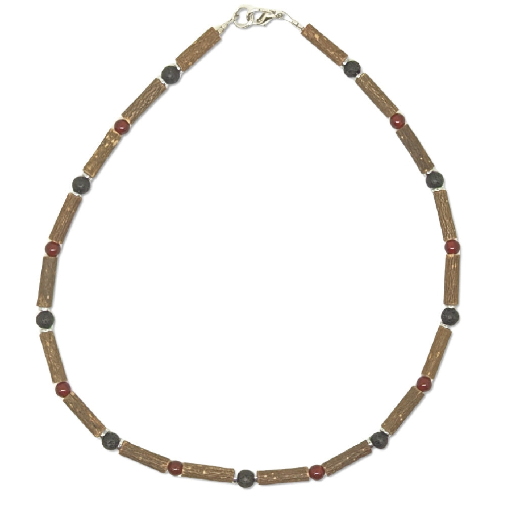 E13 | Hazel Wood, Red Agate & Lava Stones Kid Necklace (4-10 Years)
