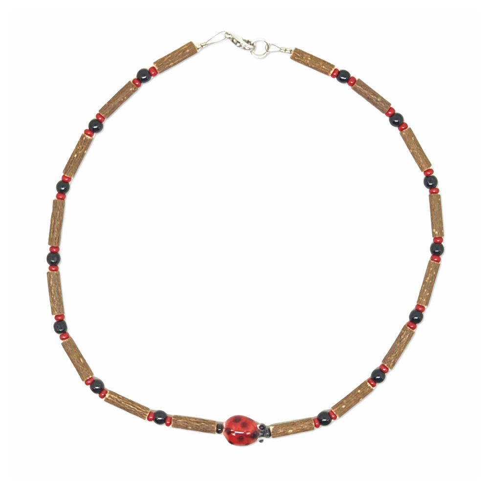 E19 | Hazel Wood & Red Ladybug Kid Necklace (4-10 Years)