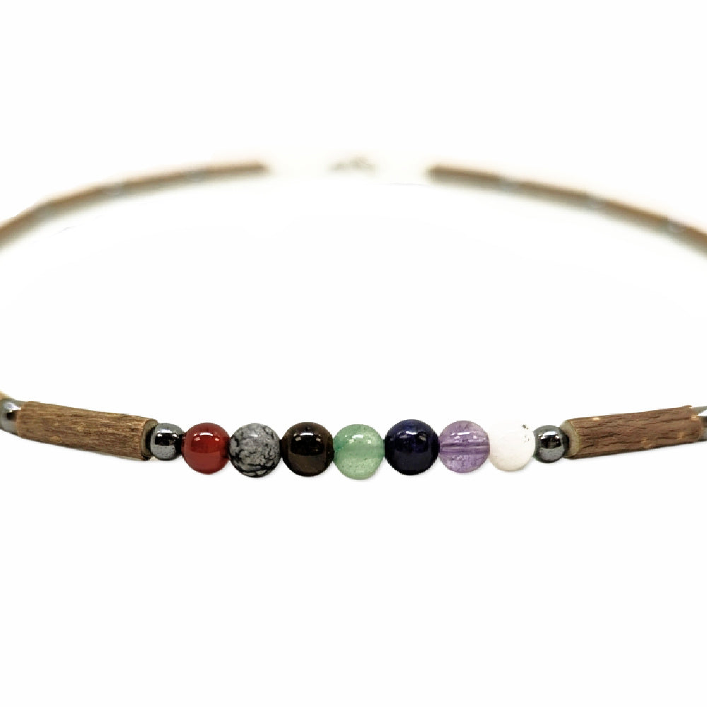 E31 | Bois de noisetier, pierres chakras et hématite
