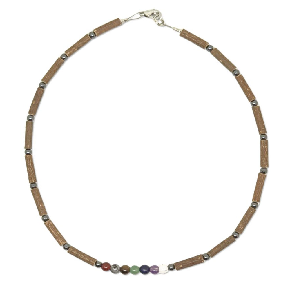 E31 | Bois de noisetier, pierres chakras et hématite