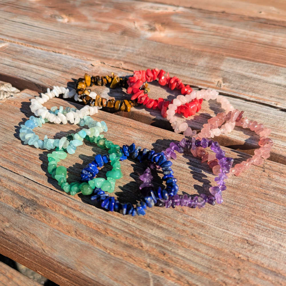 S90 | Lot de 9 bracelets de chips de pierres naturelles