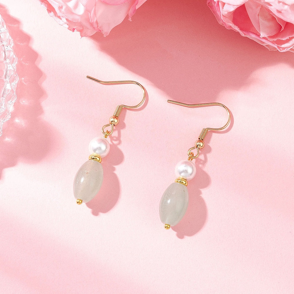 R09 | Boucles d'oreilles pendantes d'orée avec aventurine naturelle