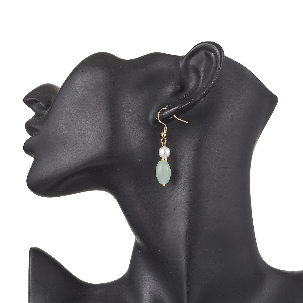 R09 | Boucles d'oreilles pendantes d'orée avec aventurine naturelle