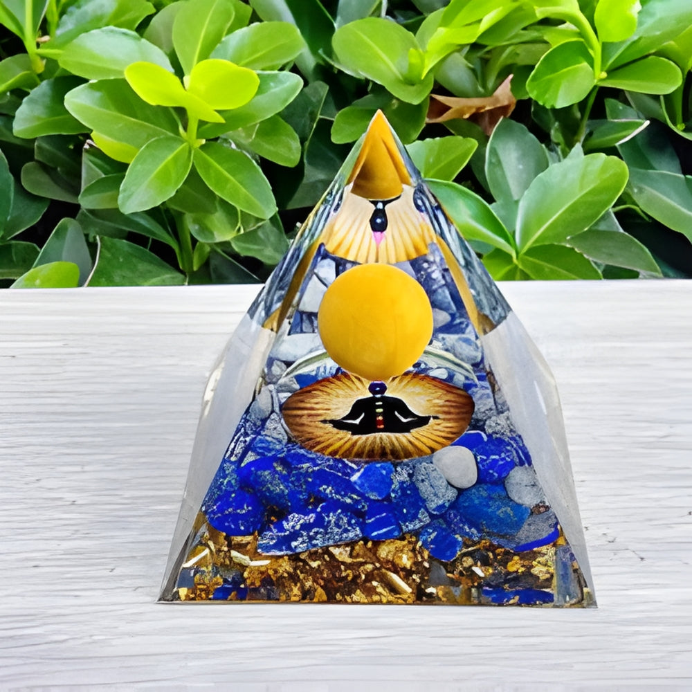P08 | Orgonite pyramid resin energy generators, with natural lapis lazuli chips