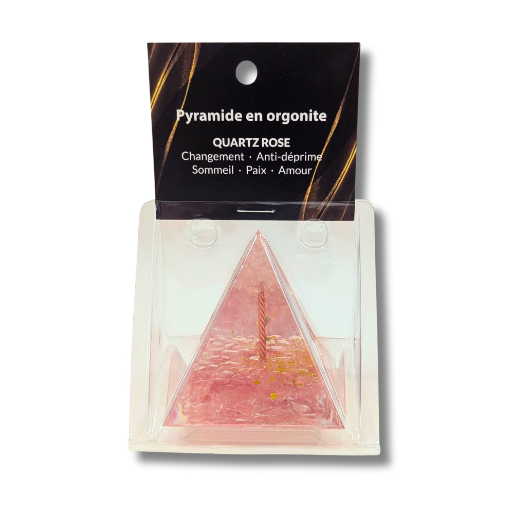 P03 | Pyramide en orgonite, quartz rose