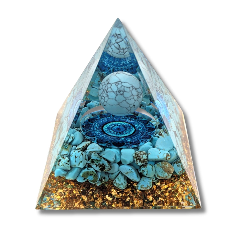 P05 | Pyramide en orgonite, turquoise