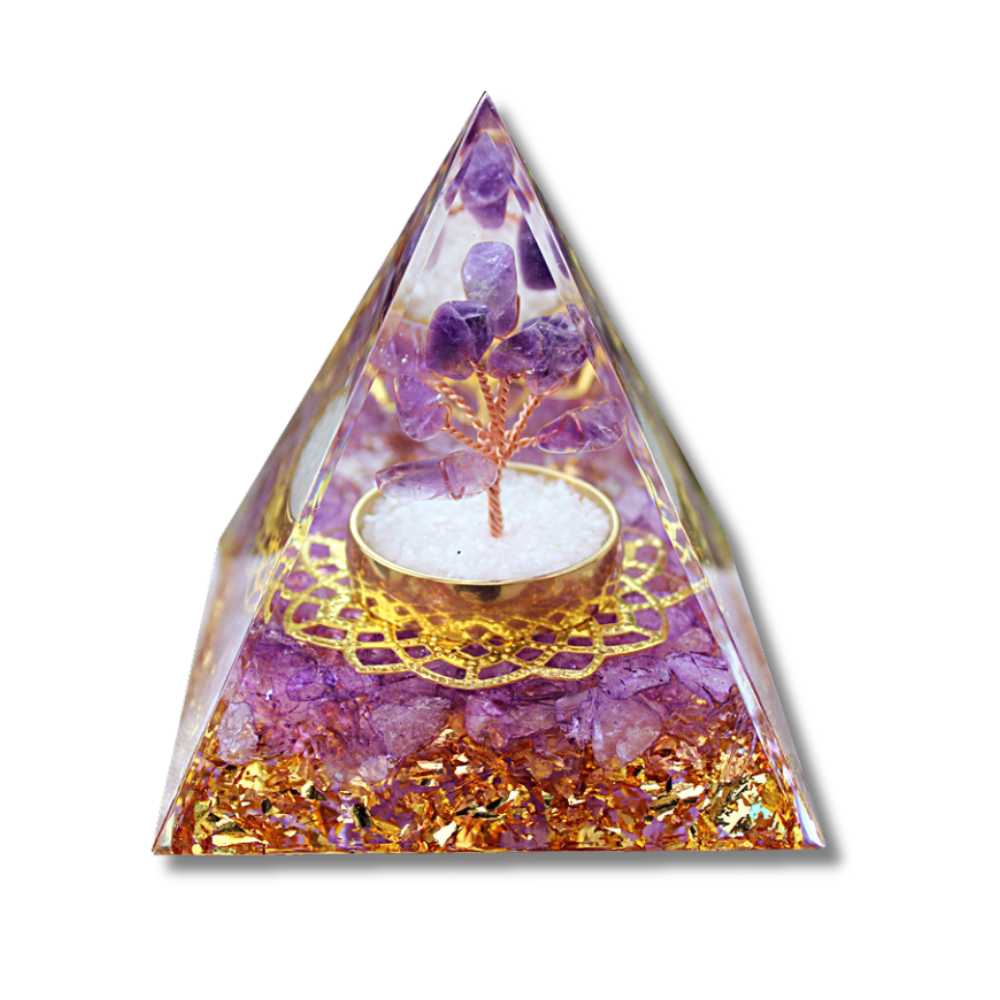 P02 | Amethyst & Quartz Orgonite Pyramid