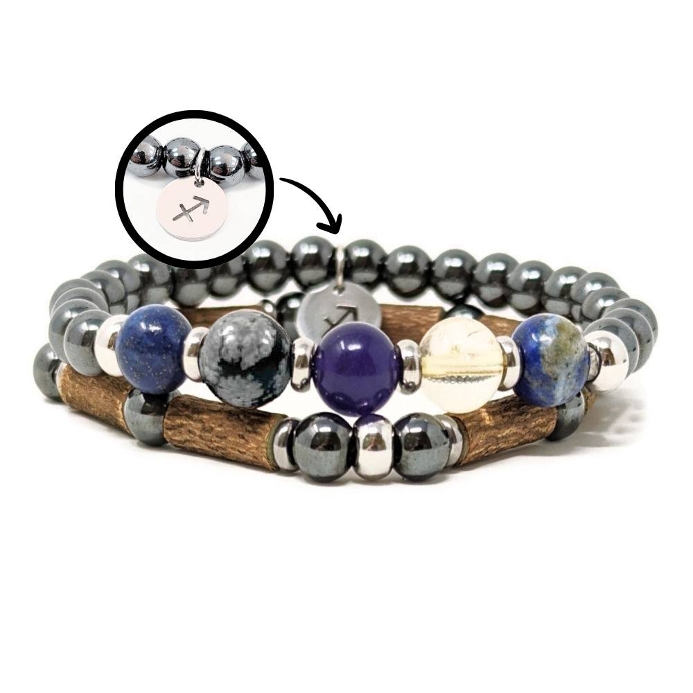 H09 | Duo de bracelets SAGITTAIRE 6 mm hématite