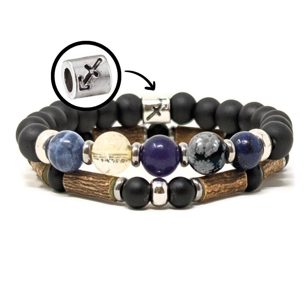 H09 | SAGITTARIUS 8 mm Black Bracelet Duo