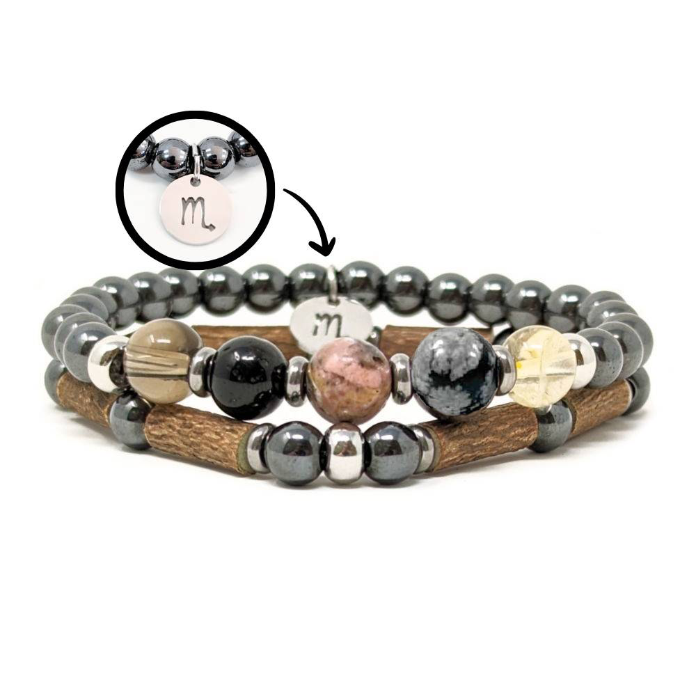 H08 | Duo de bracelets SCORPION 6 mm hématite