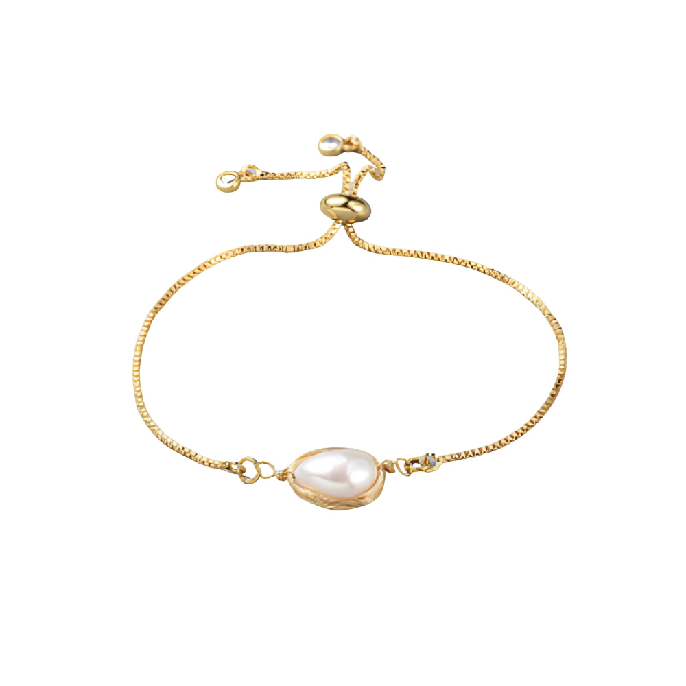 XX10 | Bracelets coulissants en laiton, bracelets bolo, avec perles naturelles de keshi baroque