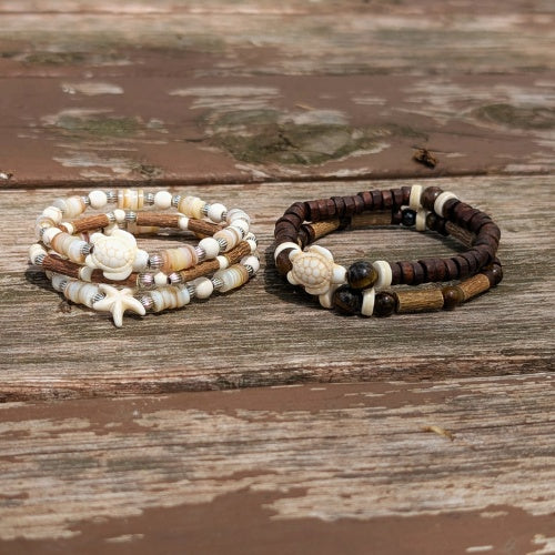 X29 | Tiger Eye & Beige Turtle Bracelets