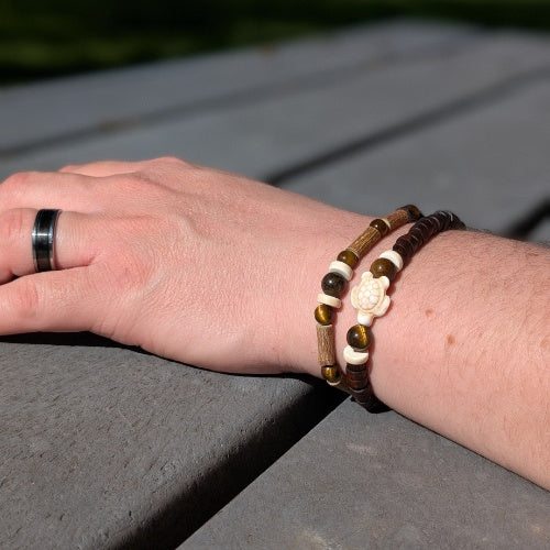 X29 | Tiger Eye & Beige Turtle Bracelets