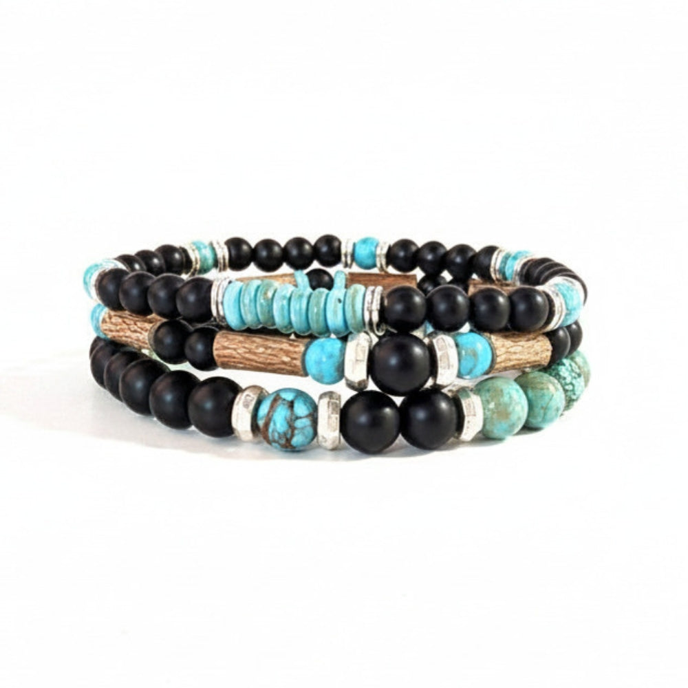 X33 | Trio de bracelets turquoise et noir