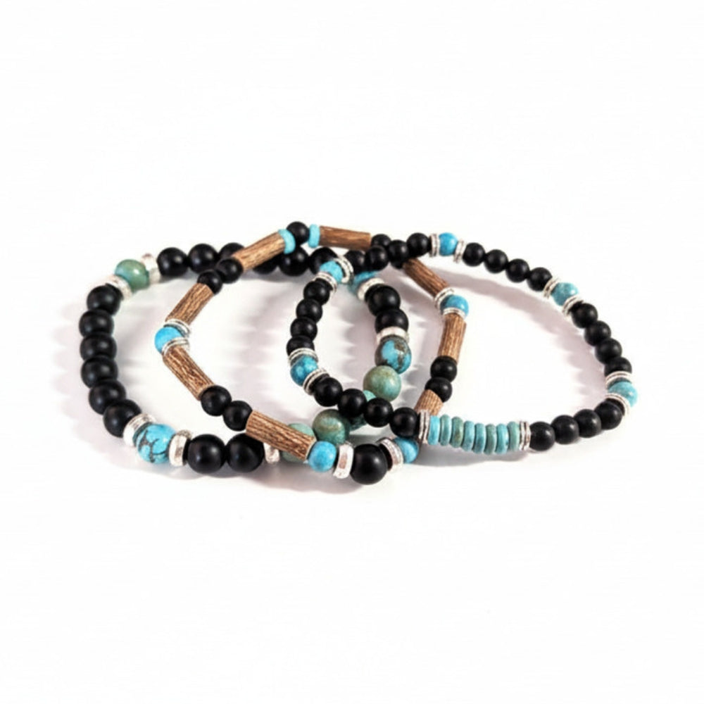 X33 | Trio de bracelets turquoise et noir