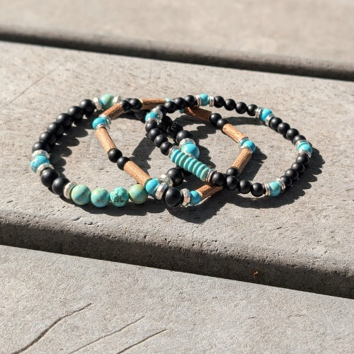 X33 | Turquoise & Black Bracelets Trio