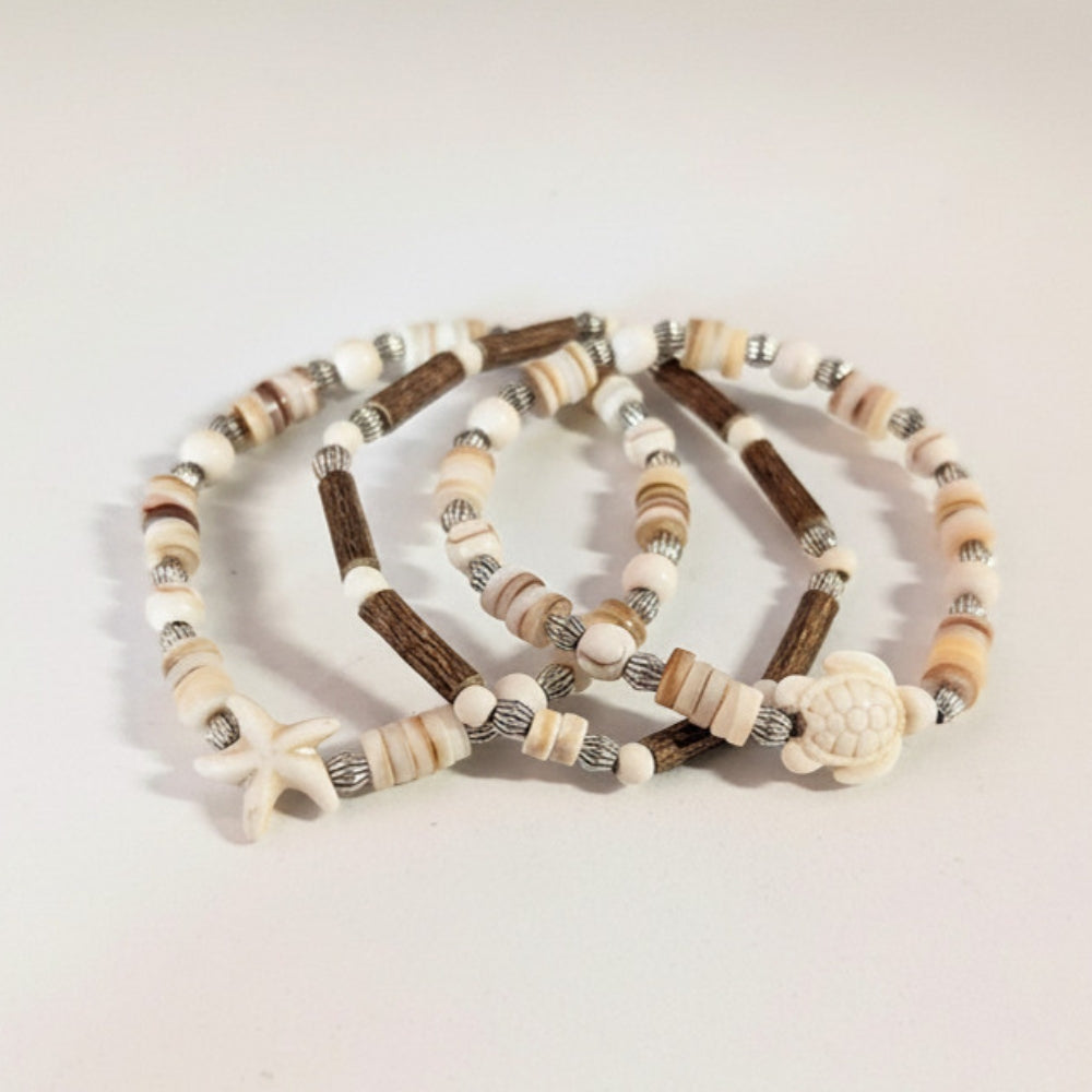 X37 | Howlite Starfish Silver Bracelets