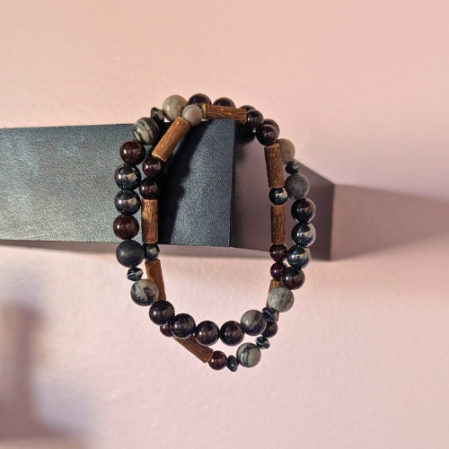 X51 | Garnet, Netstone Jasper & Hematite Bracelets