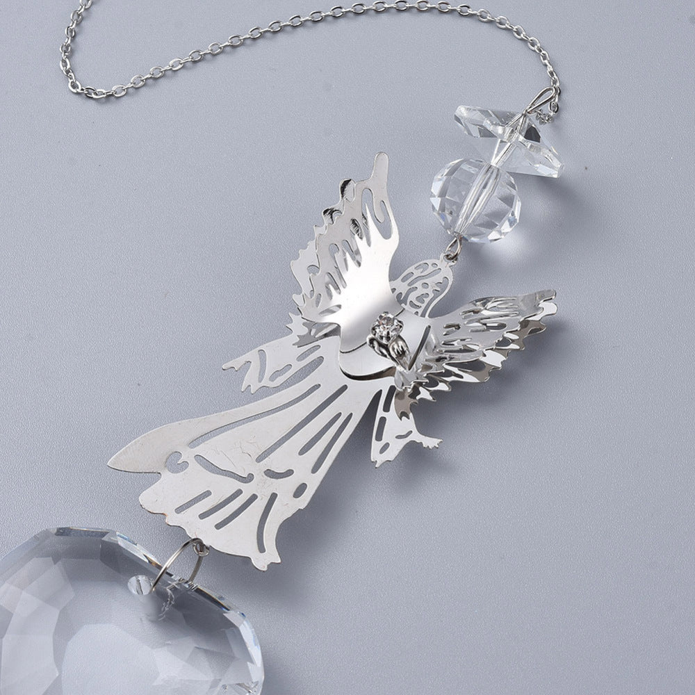 XX28 | Capteur de soleil avec ange argenté et cœur en verre cristal