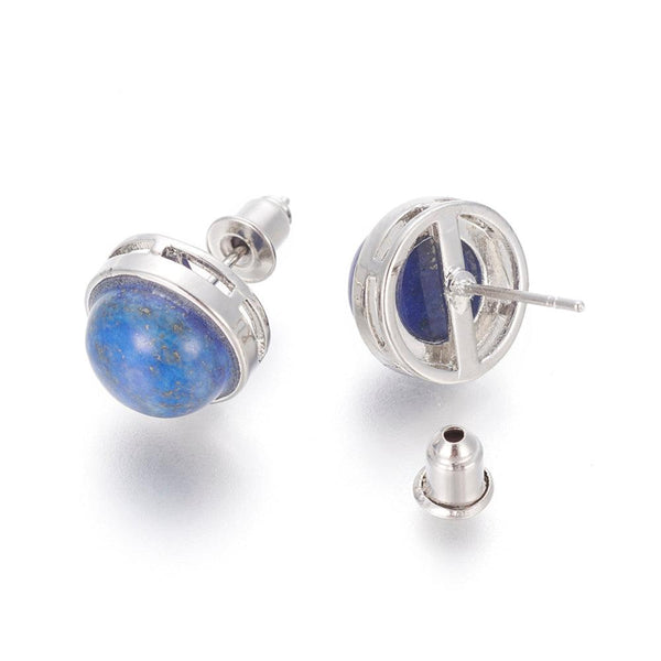 Natural Lapis-Lazuli Stud Earrings