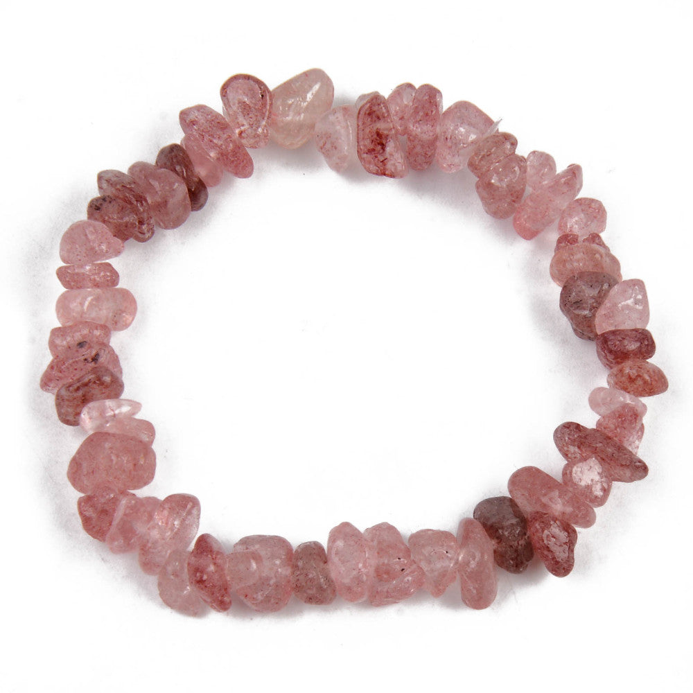 S88 | Bracelet chips de pierre quartz fraise