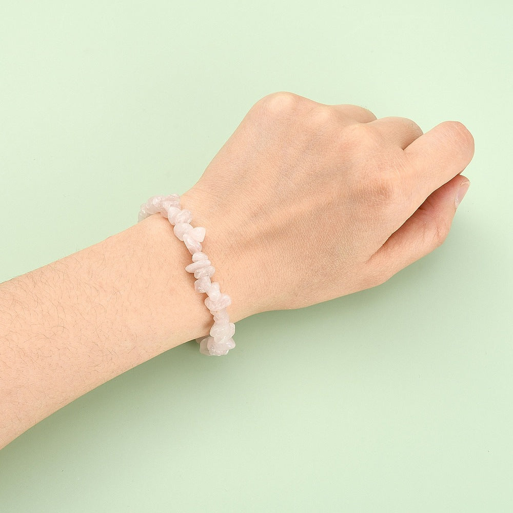 S84 | Bracelet chips de pierre quartz rose