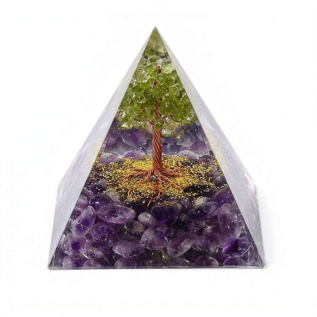 P02-A | Amethyst & Peridot Orgonite Pyramid
