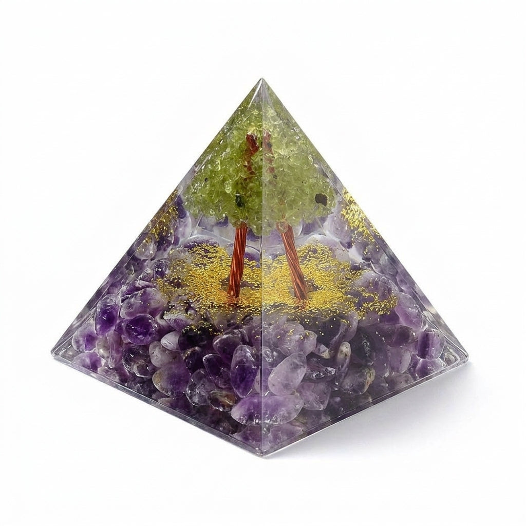 P02-A | Amethyst & Peridot Orgonite Pyramid
