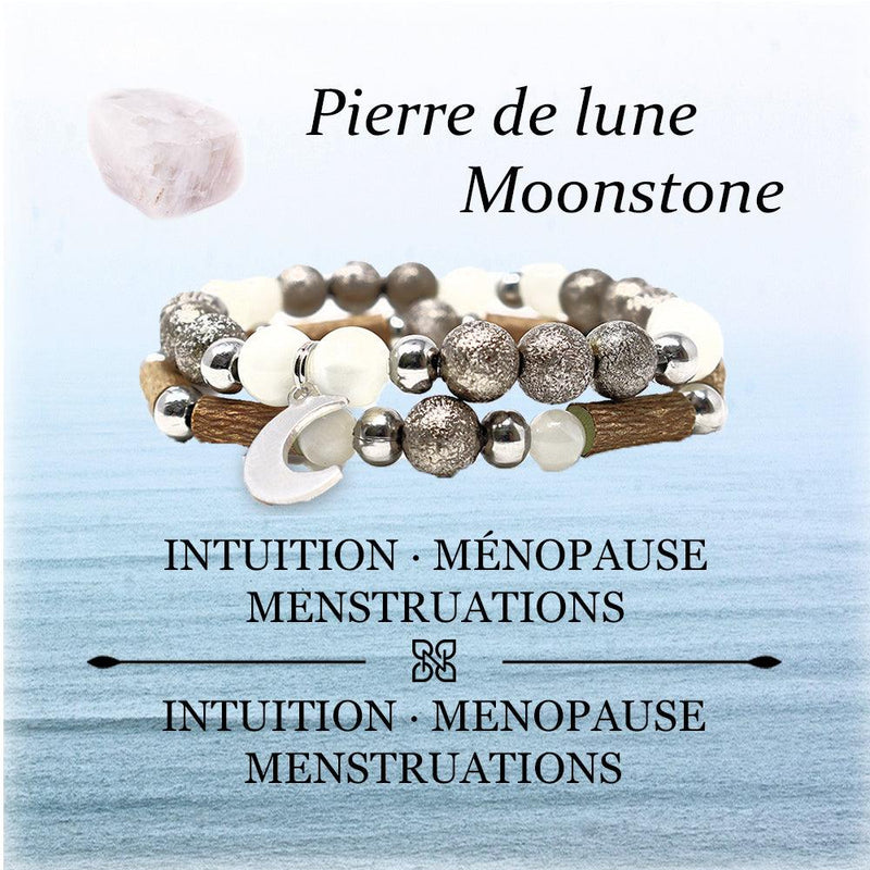 Bracelet Pierre de Lune - Harmonie Intuition Sérénité - Aura